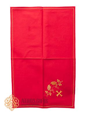 Cloth made of red cotton fabric with gold embroidery