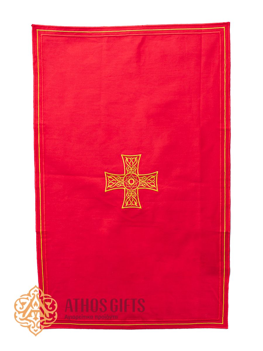 Cloth made of red cotton fabric with gold embroidery