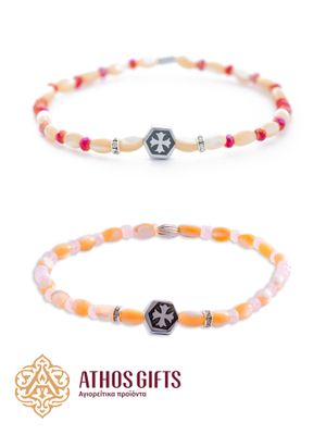 Children’s bracelet consists of plastic beads of different shapes and sizes