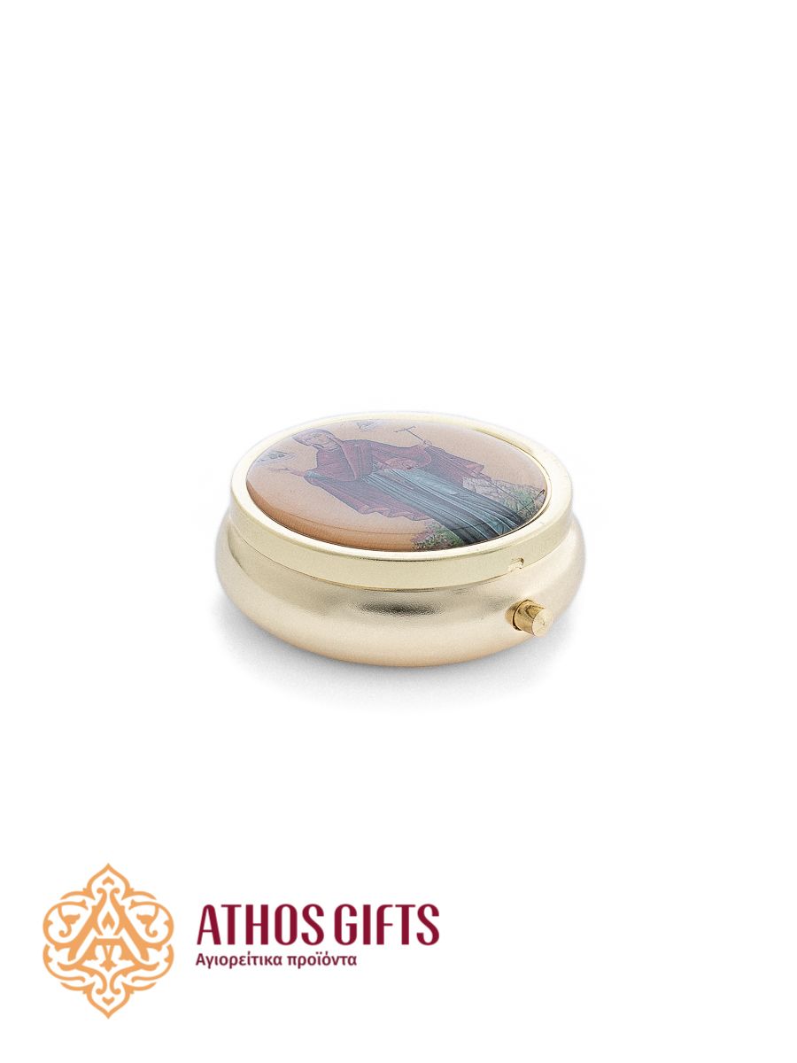 Metal box “The Mother of God Athonitissa” for storing pills or other small items.