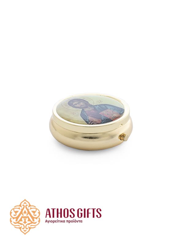 Metal box “Christ Pantocrator” for storing pills or other small items.
