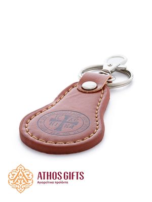 Faux leather keychain decorated with the Christogram “ΙΣ ΧΣ ΝΙΚΑ”.