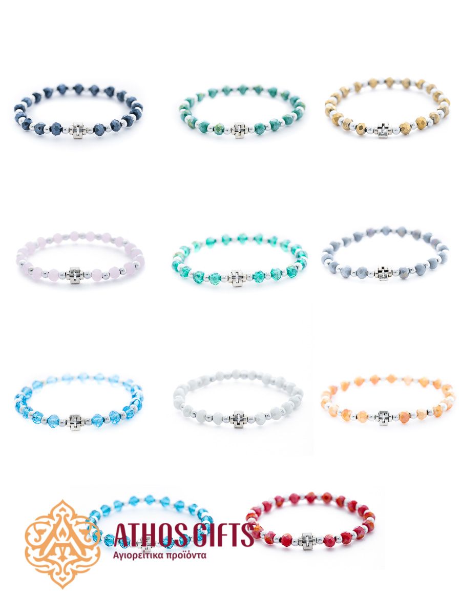 Bracelet made of beads of various colors with a cross