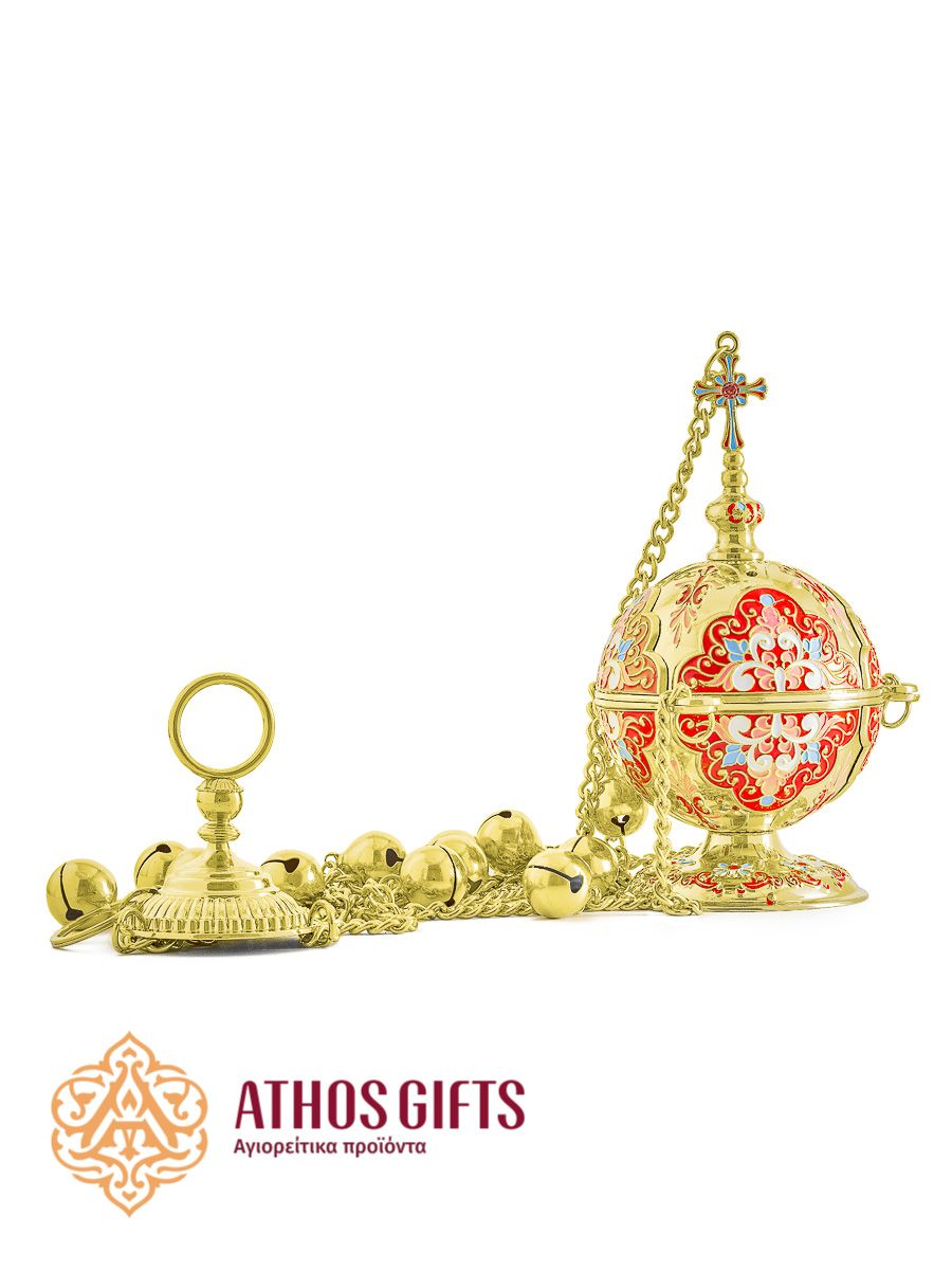 A gold-colored censer for incense.