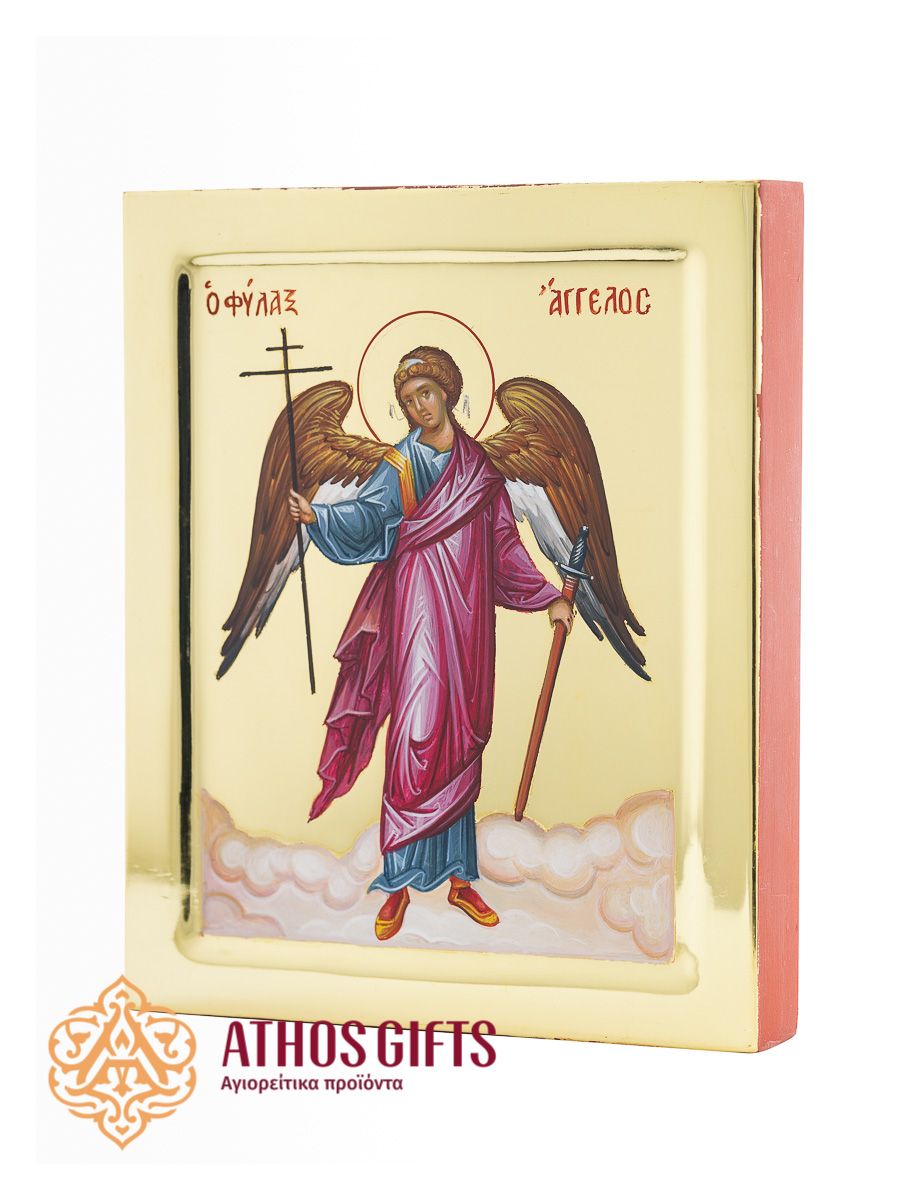Icon of the Guardian Angel, made on natural linden wood with gilding of 22-karat gold leaf.