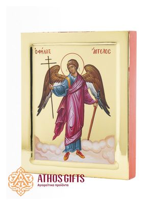 Icon of the Guardian Angel, made on natural linden wood with gilding of 22-karat gold leaf.