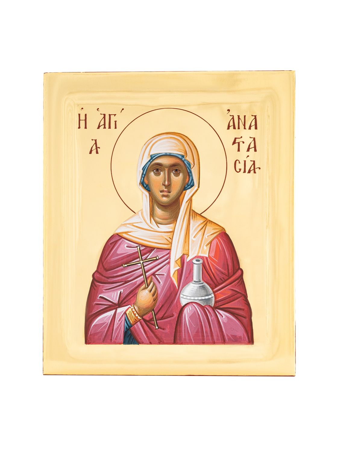 Icon of Saint Anastasia the Deliverer of Bonds, made on natural linden wood, with gilding of 22-karat gold leaf.
