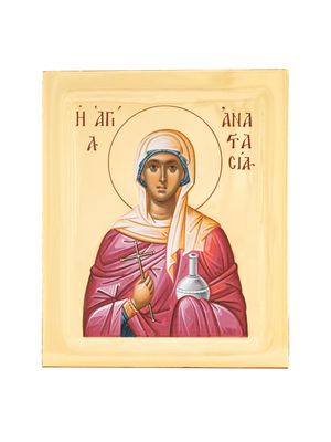 Icon of Saint Anastasia the Deliverer of Bonds, made on natural linden wood, with gilding of 22-karat gold leaf.