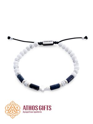 Bracelet made of howlite with a silver cross