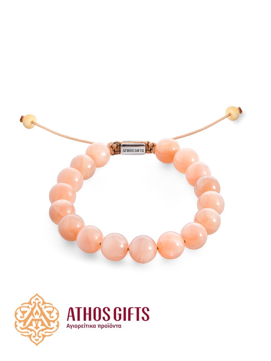 Handmade bracelet made of orange moonstone