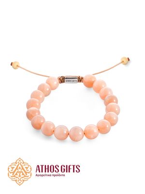 Handmade bracelet made of orange moonstone