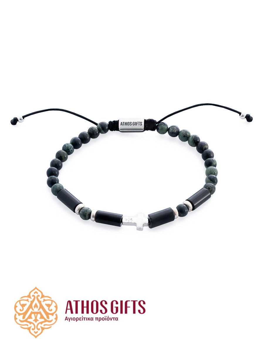 Zoisite Bracelet with Silver Cross