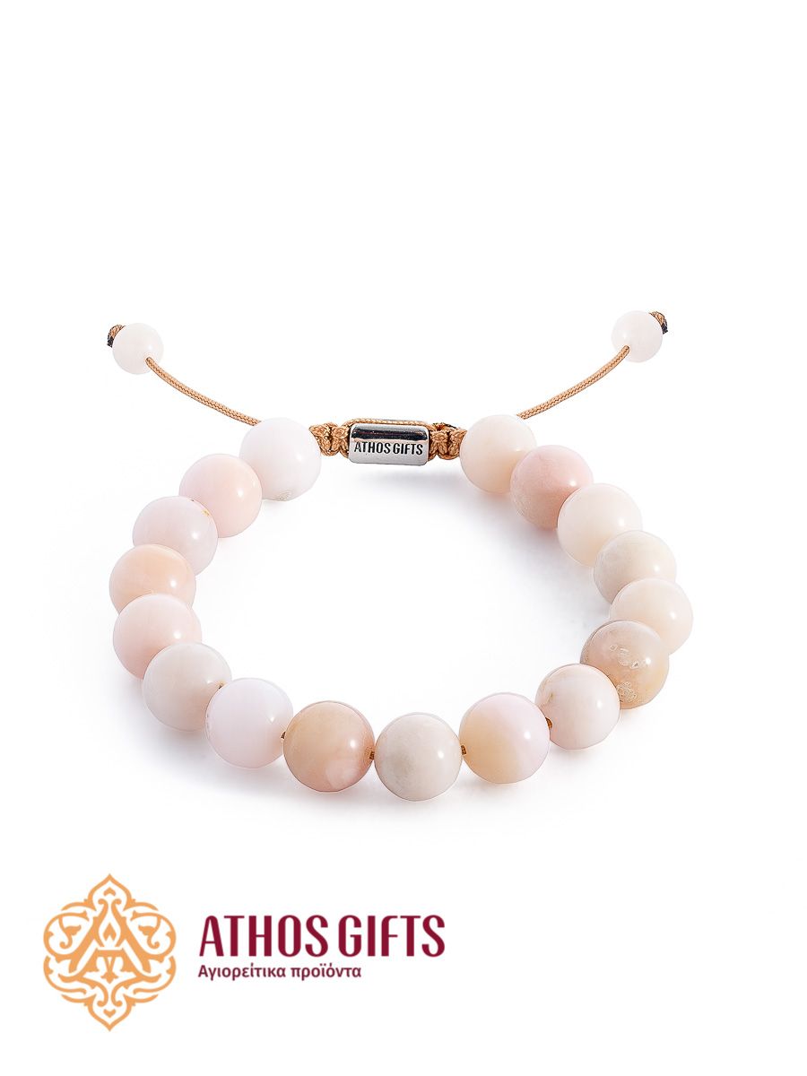 Handmade bracelet made of pink opal.