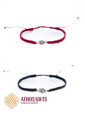 Woven bracelet made of decorative cord with a 925 silver icon depicting St. George