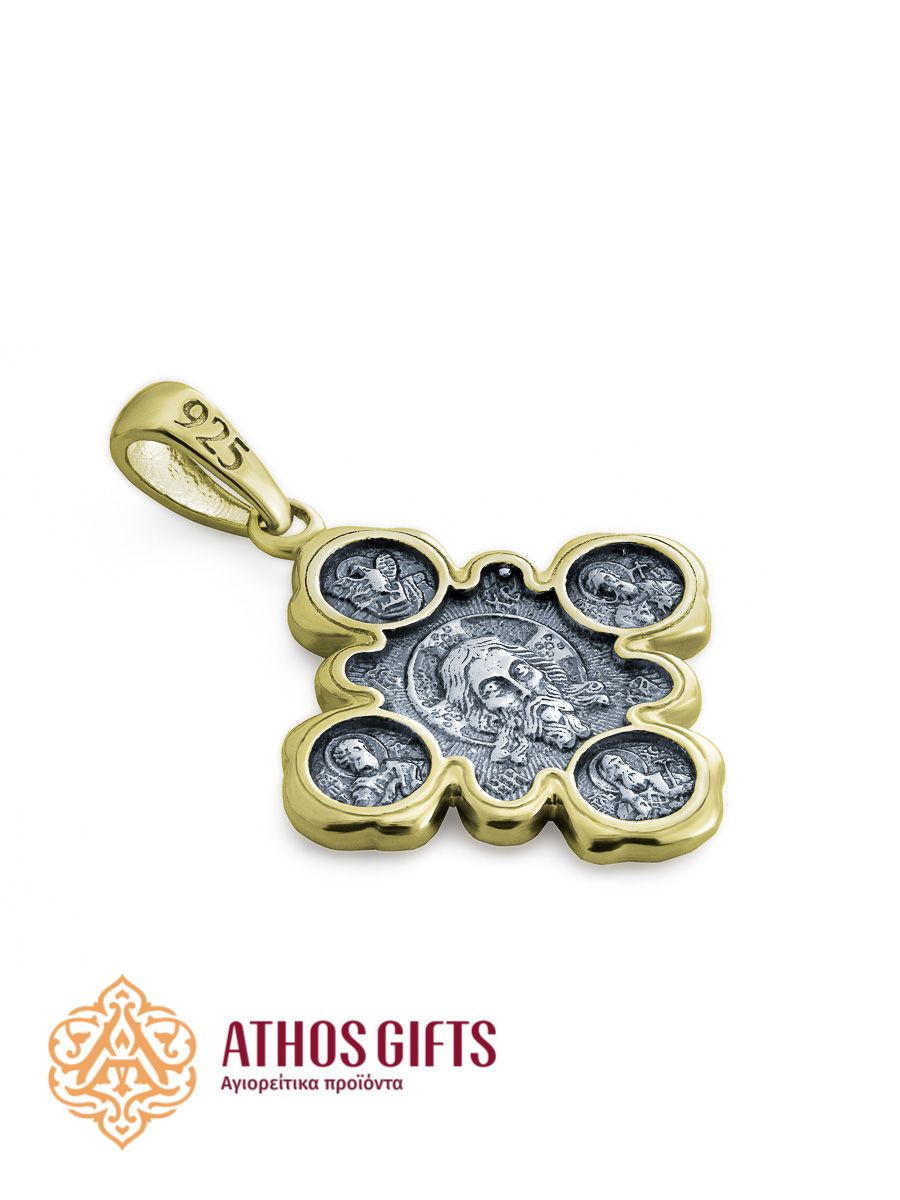 Silver medallion icon depicting the Holy Mandylion, the Most Holy Theotokos, and the saints