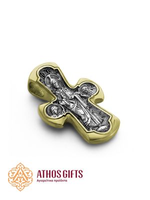 A gold-plated silver cross pendant for the neck with an icon.