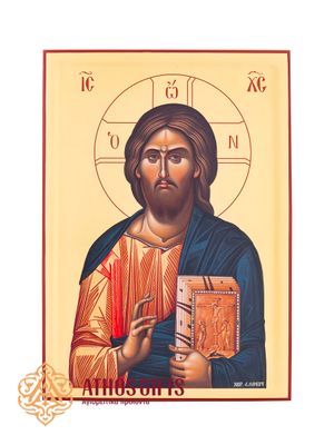 Icon of Jesus Christ Pantocrator, handmade on natural wood