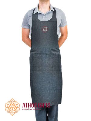 Universal work apron made of durable fabric with the embroidered inscription “ΙΣ ΧΣ ΝΙΚΑ”.