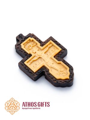 Hand-carved wooden cross, handmade by the monks of Mount Athos