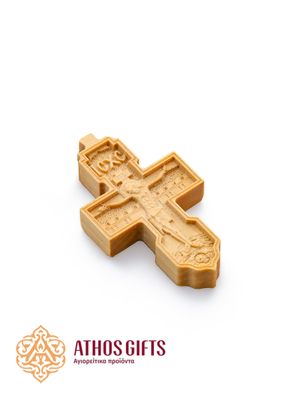Hand-carved wooden cross with the image of the Crucifixion of our Lord Jesus Christ.