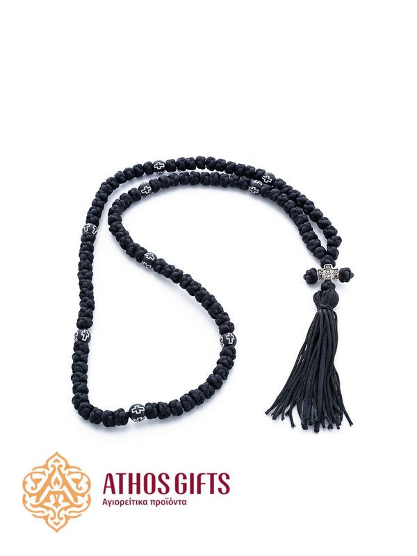 Handmade woven prayer rope with 100 knots.