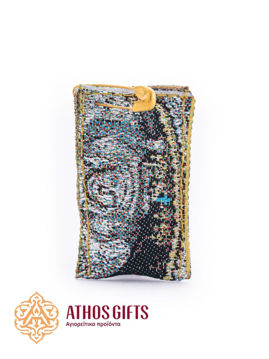 A fabric amulet with the image of Saint Archangel Michael.