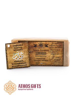 Natural soap with chamomile based on olive oil with extracts of medicinal herbs.