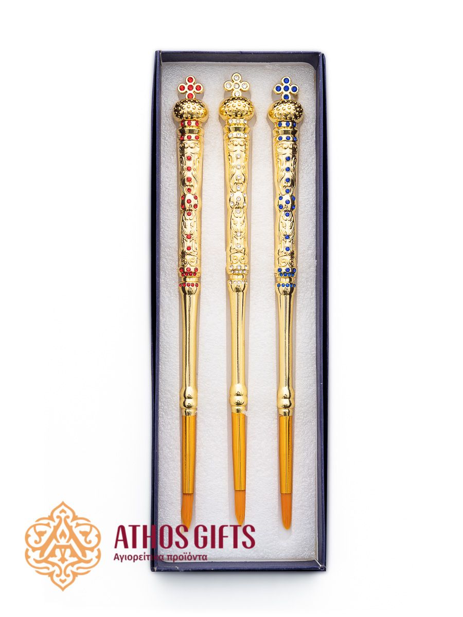 Set of three metal brushes, or sprinklers (sprinkling brushes).