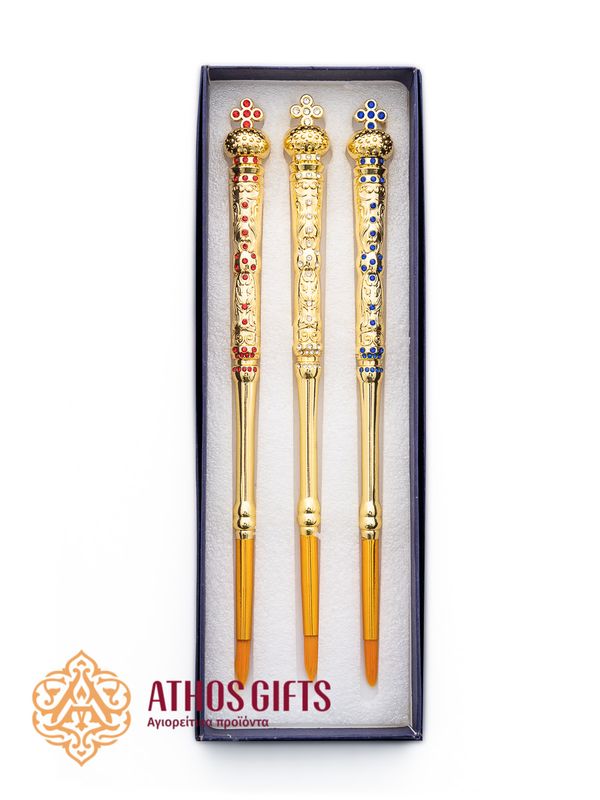 Set of three metal brushes, or sprinklers (sprinkling brushes).