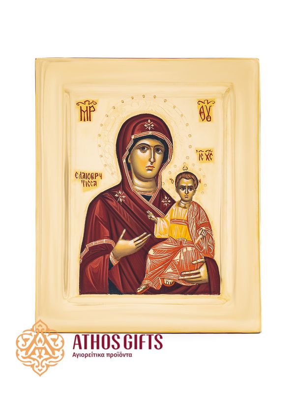 Handcrafted icon “Myrrh-streaming Mother of God”, made of natural linden wood.