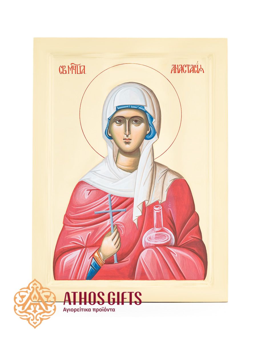 Icon of Saint Anastasia the Deliverer of Bonds, made on natural linden wood.