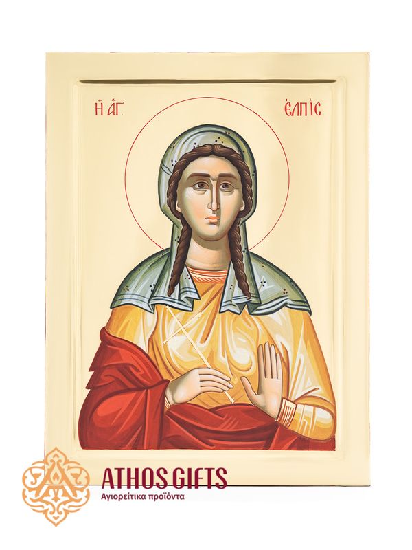 Handmade icon “Saint Nadezhda”, crafted on natural linden wood. Covered with 22K gold gilding