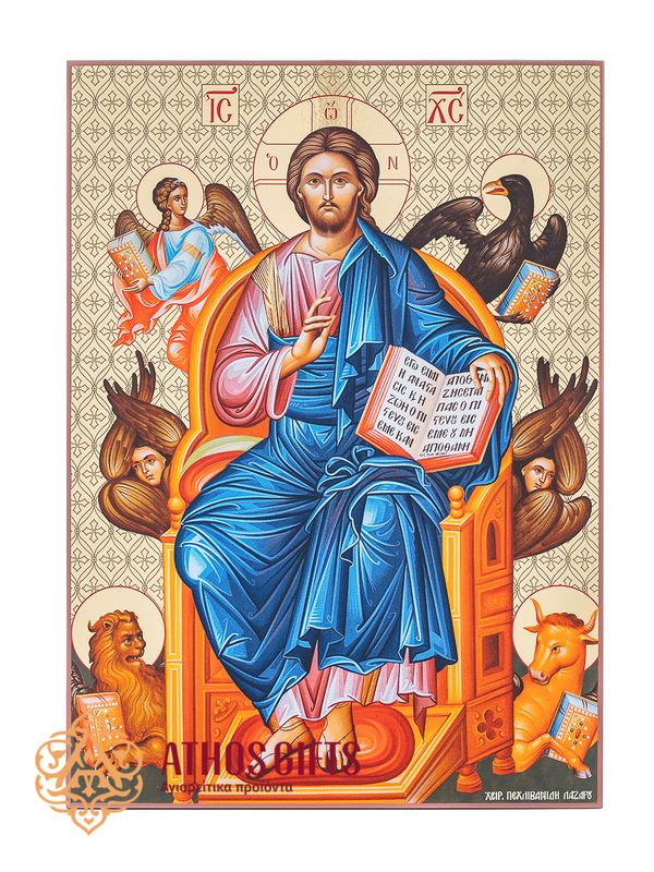 Icon “Jesus Christ Enthroned,” made on MDF using advanced printing technologies