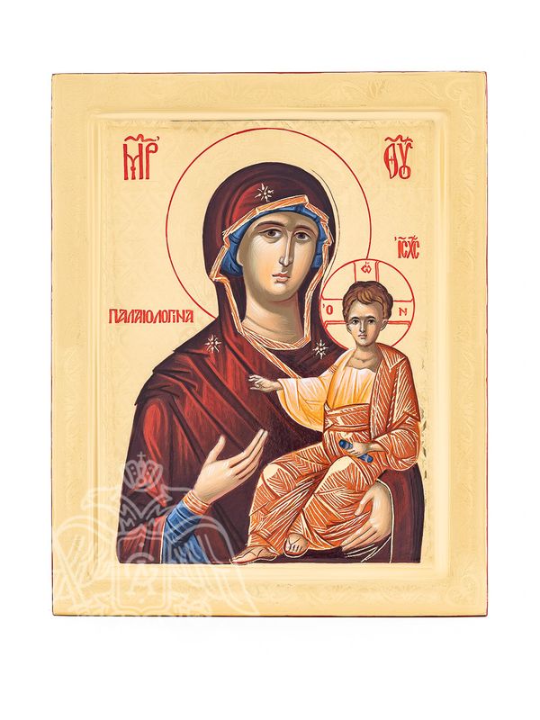 The icon “Theotokos Palaiologina” is handmade from natural linden wood.