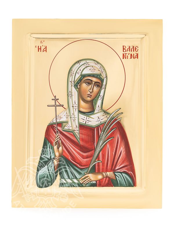 Handmade icon of Saint Valentine, made on natural linden wood