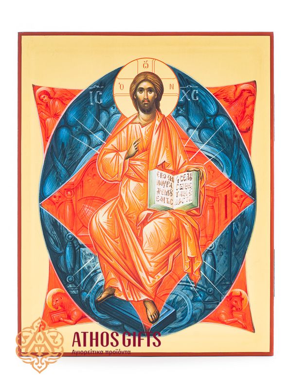 Icon “Jesus Christ in Glory,” handcrafted from wood processed using traditional methods