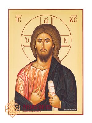 Icon of Jesus Christ Pantocrator, handmade on natural wood