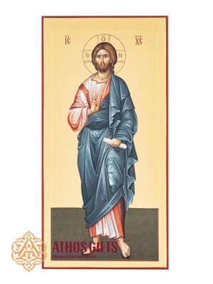 Handmade icon of Jesus Christ made from naturally treated wood using traditional methods