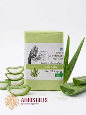 Natural soap with aloe and olive oil, produced at the Cell of Saint Nicholas of Kapsala
