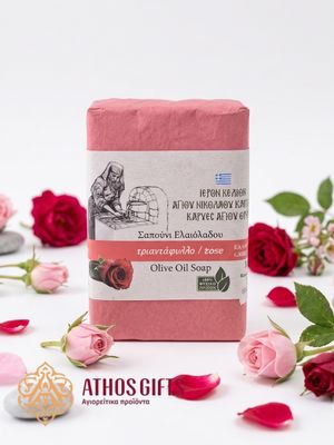 Natural soap with rose and olive oil, produced on Mount Athos