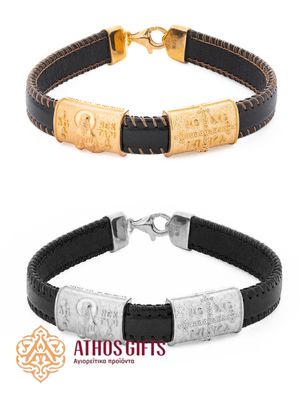 Genuine Leather Bracelet with a Clasp, Featuring Sterling Silver or Gold-Plated 925 Sterling Silver Inserts