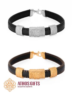 Genuine Leather Bracelet with a Clasp, Featuring Sterling Silver or Gold-Plated 925 Sterling Silver Inserts