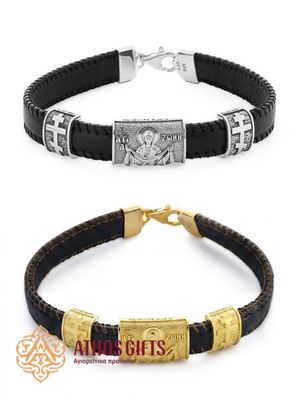 Genuine Leather Bracelet with a Clasp, Featuring Sterling Silver or Gold-Plated 925 Sterling Silver Inserts