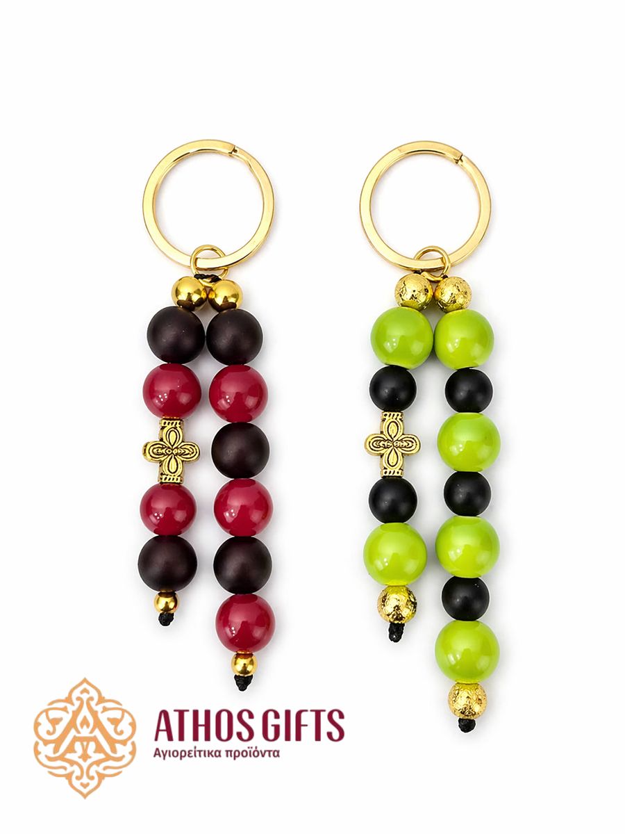 Cross keychain with beads