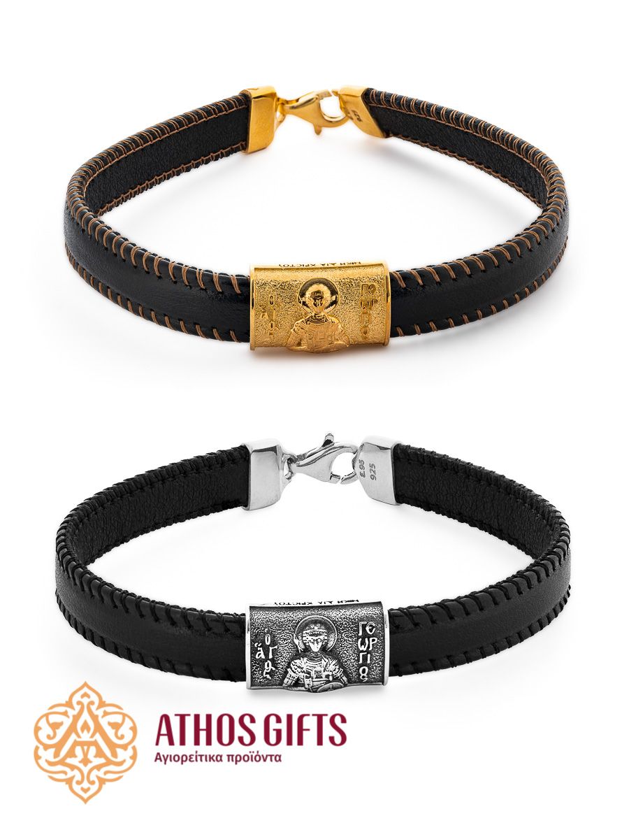 Leather bracelet with silver “Saint George”