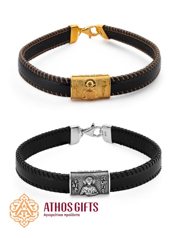 Leather bracelet with silver “Saint George”