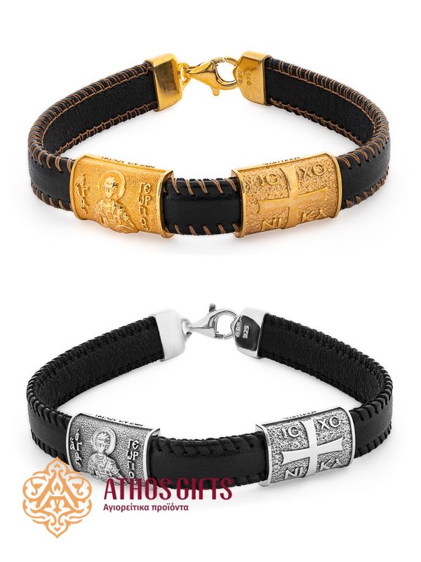 Leather bracelet with silver “Saint George”