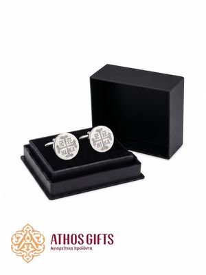 Stainless Steel Cufflinks with the Engraving ΙΣ ΧΣ ΝΙΚΑ