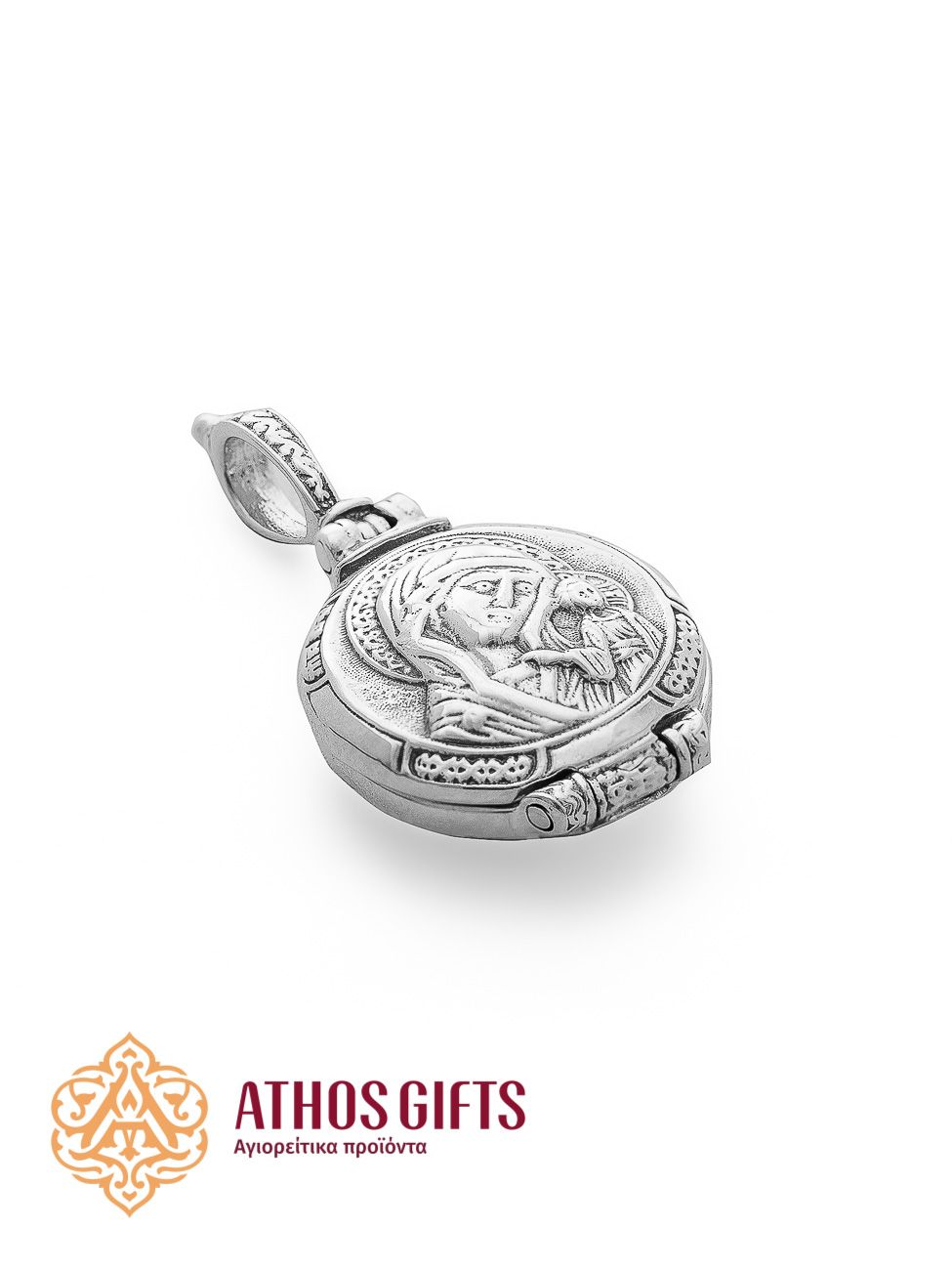 Double-Sided Sterling Silver Medallion Depicting the Mother of God Embracing the Divine Child