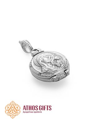 Double-Sided Sterling Silver Medallion Depicting the Mother of God Embracing the Divine Child